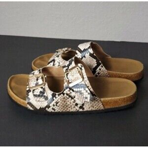 Women's Yoki Double Strap Snake Embossed Sandals Size  8